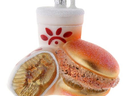 Glass Ornament - Fast Food Chicken Sandwich Meal Cheap